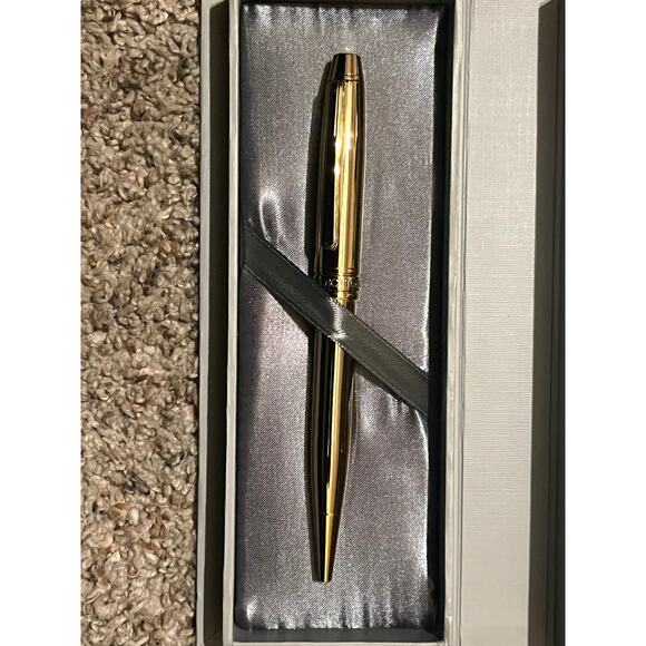 Things Remembered Brass Reflections Ballpoint Ink Pen / Black Ink w/Metal Plate - Picture 2 of 5